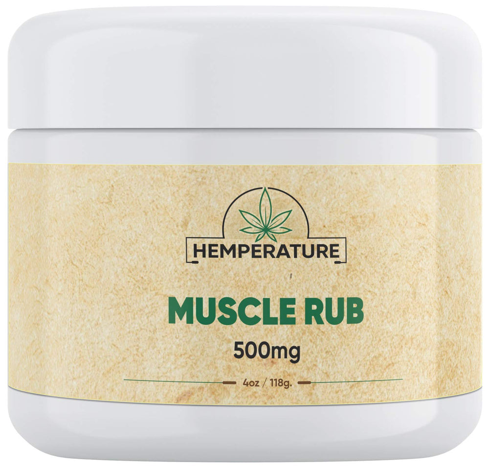HEM Temperature Advanced Therapeutics hemp cream 500mg with arnica in a 4oz jar for body relief.