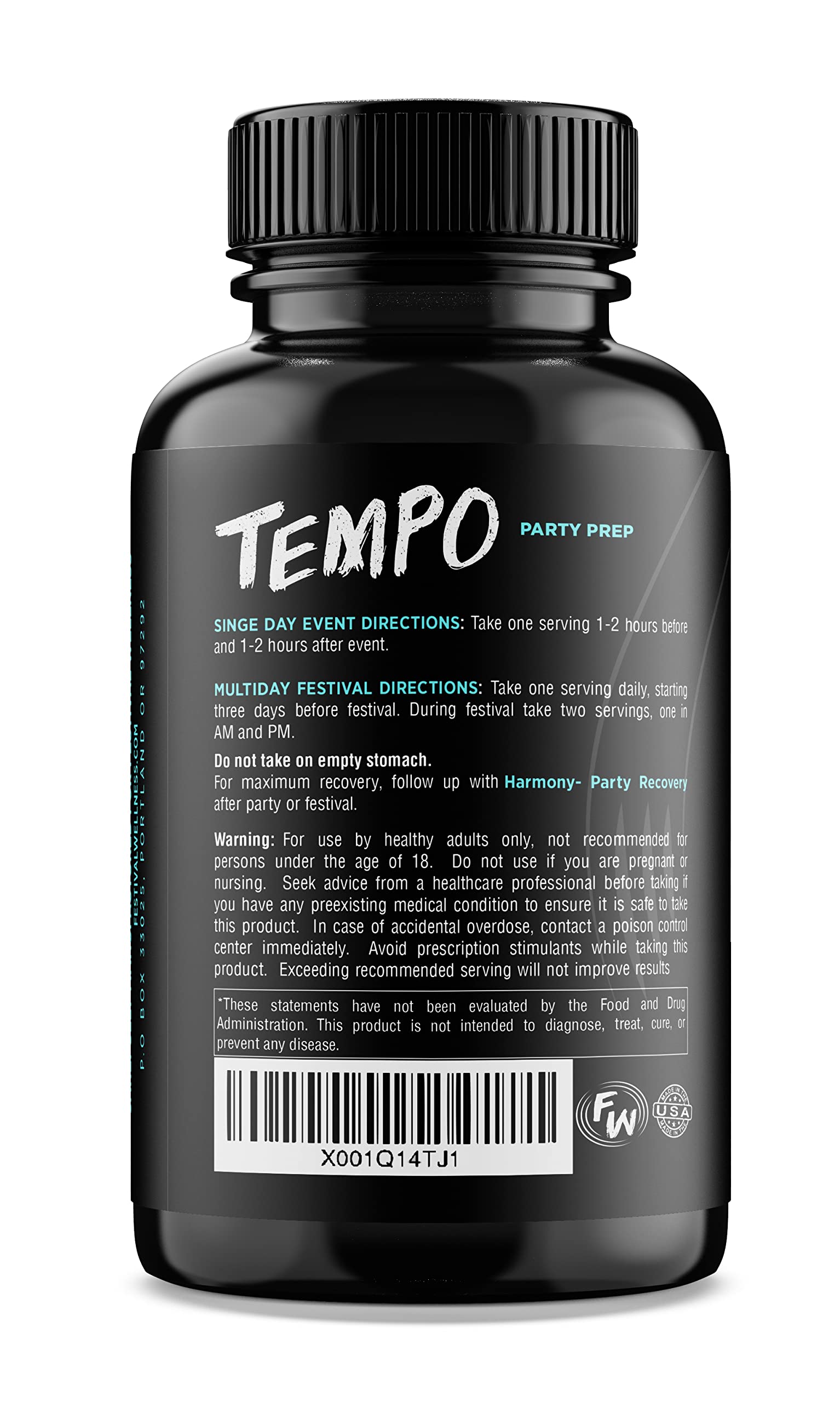 Tempo electrolyte-recovery mineral blend bottle emphasizes hydration and replenishment