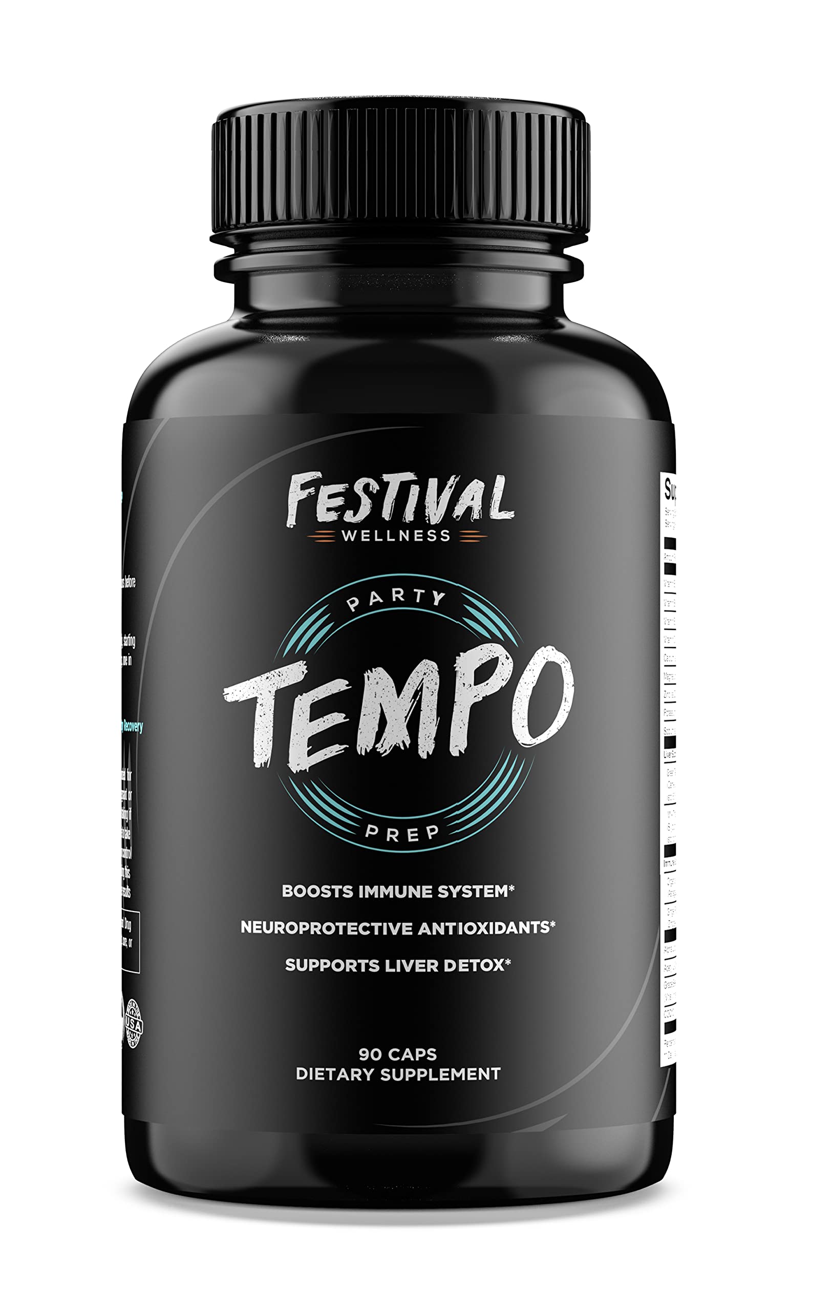 Tempo festival-prep bottle showing immune-support for pre-event energy