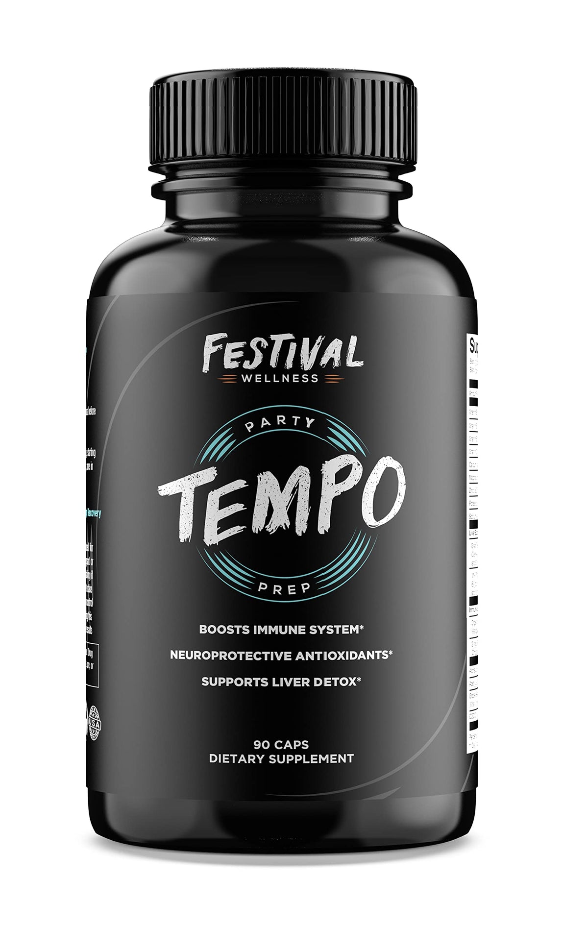Tempo festival-prep bottle showing immune-support for pre-event energy