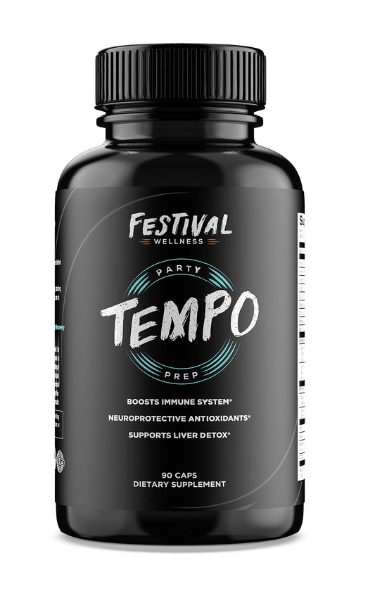 Tempo festival-prep bottle showing immune-support for pre-event energy