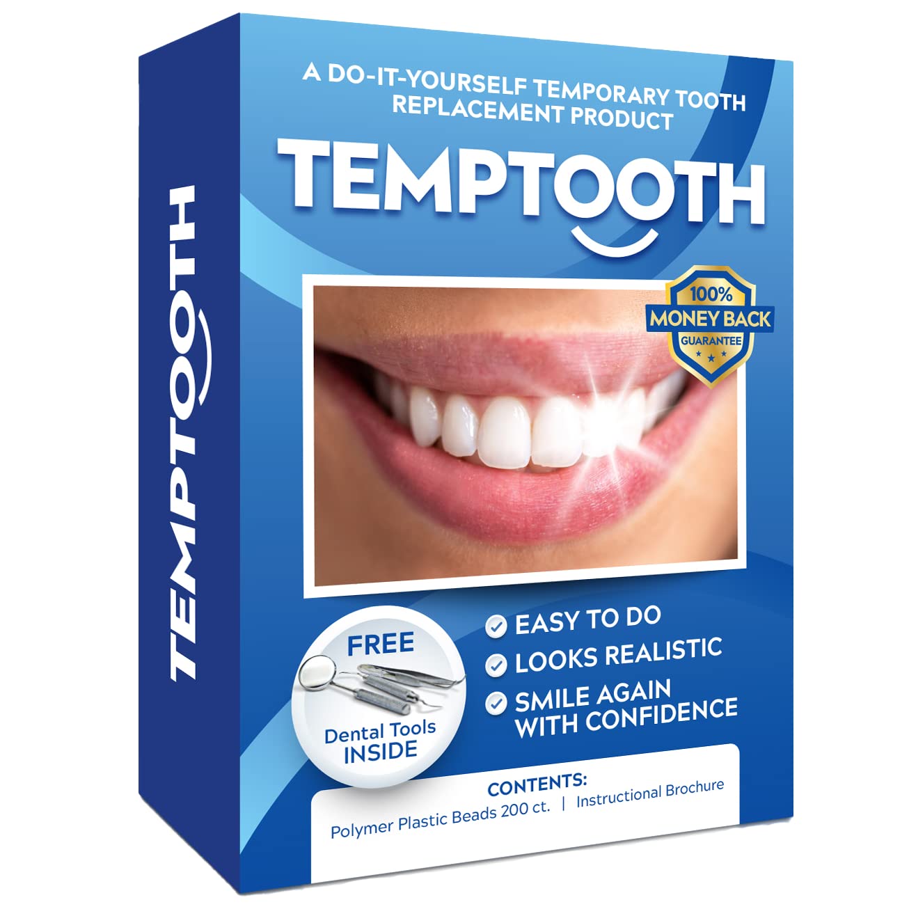 Temptooth tooth bead assembly offers a natural-looking temporary tooth solution.