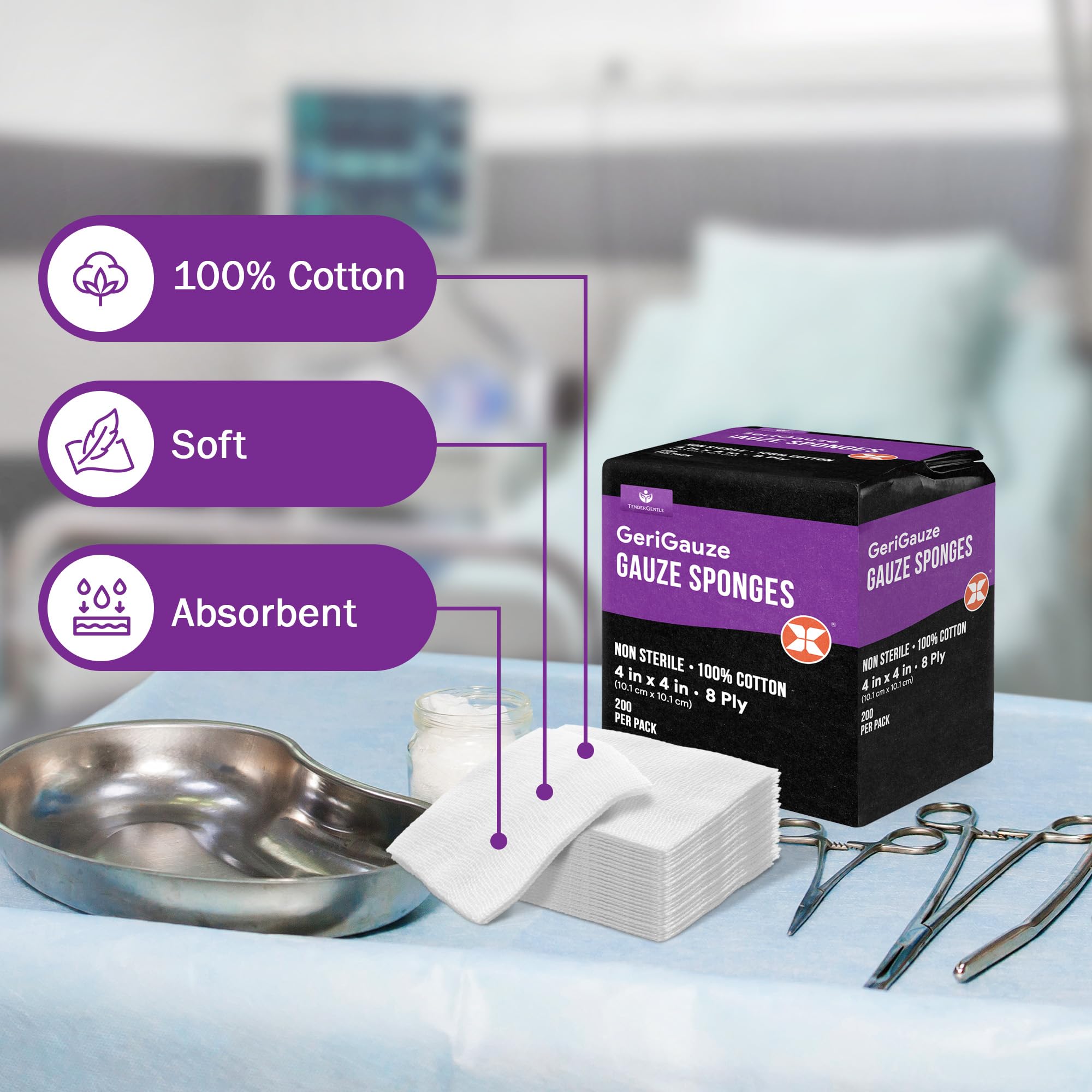 TenderGentle case packaging displaying 4000 pads for bulk medical use.