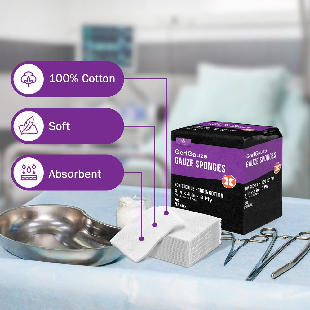 TenderGentle case packaging displaying 4000 pads for bulk medical use.