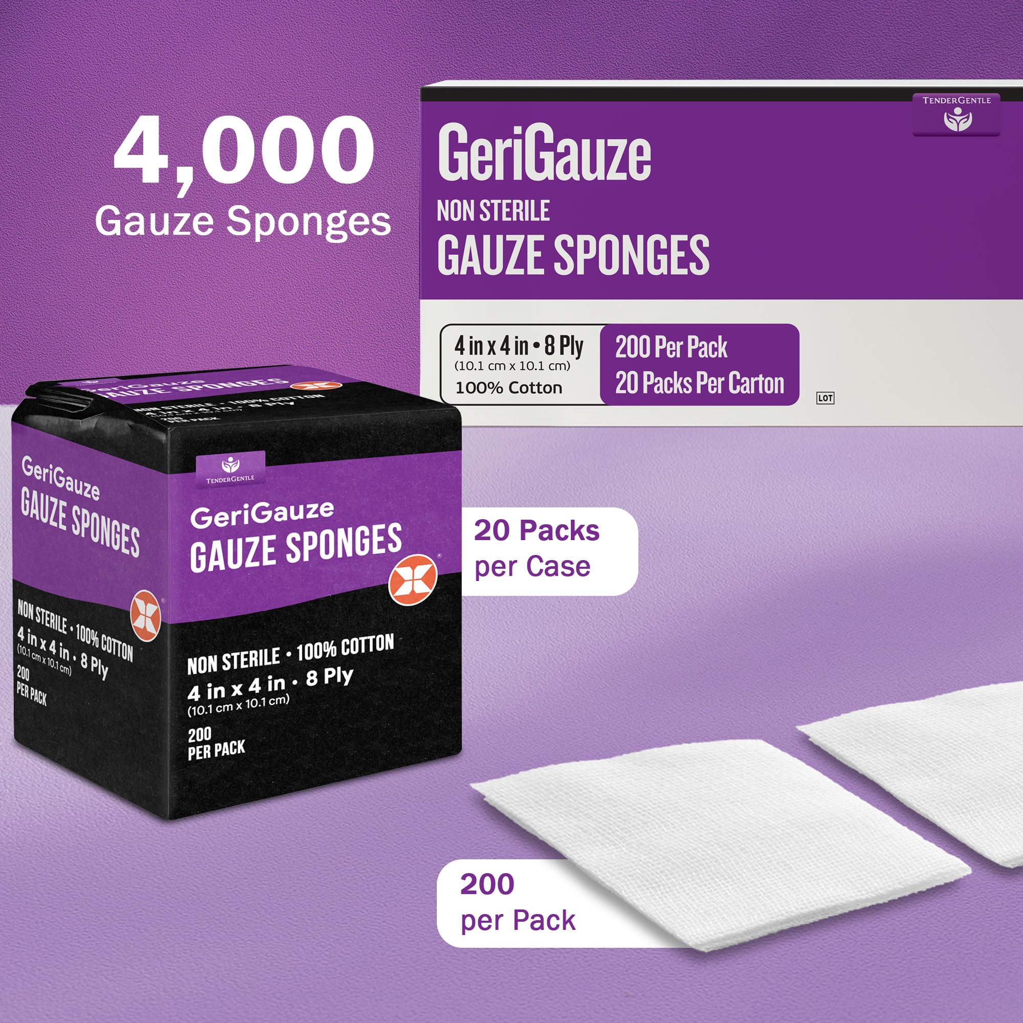 TenderGentle non-sterile gauze pads ready in a first aid kit setup.