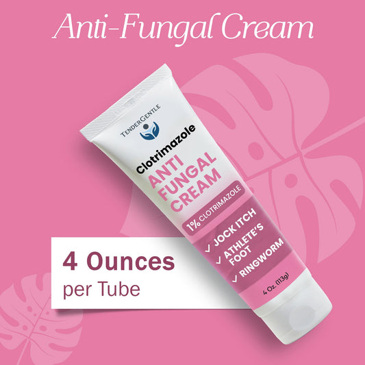 TenderGentle clotrimazole cream applied to affected skin for itch relief.