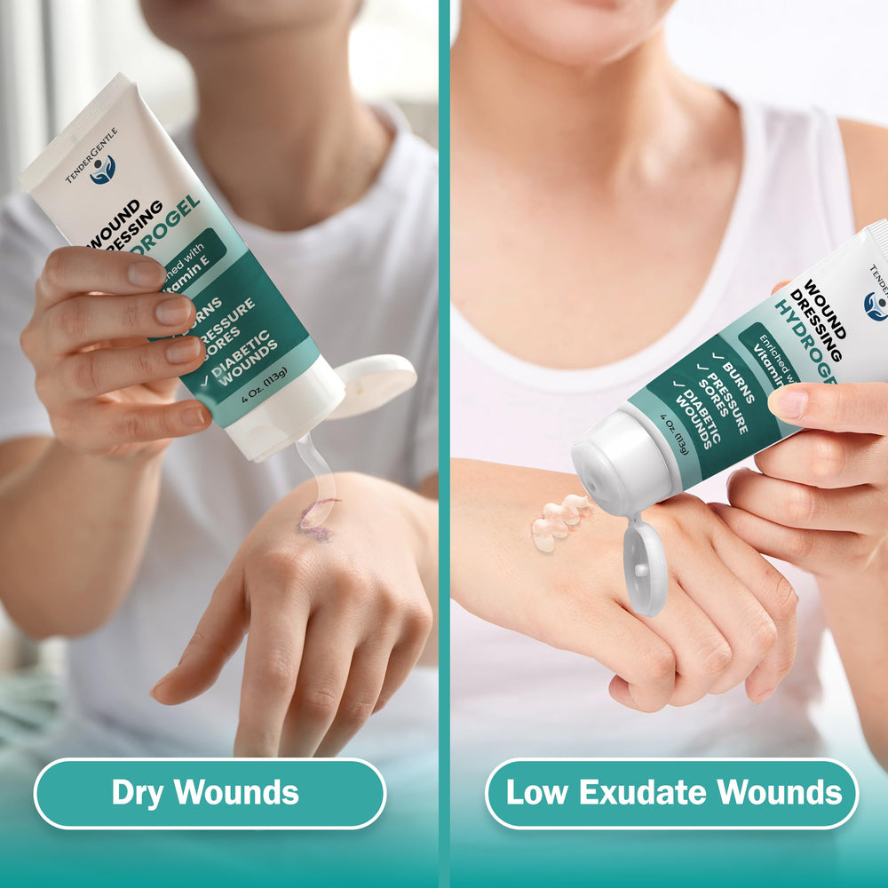 Moist wound environment created by TenderGentle hydrogel for comfortable healing.