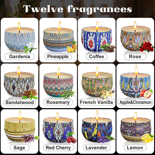 Tengyukenny Jasmine candle in metal jar adds light floral aroma to relaxation corners.