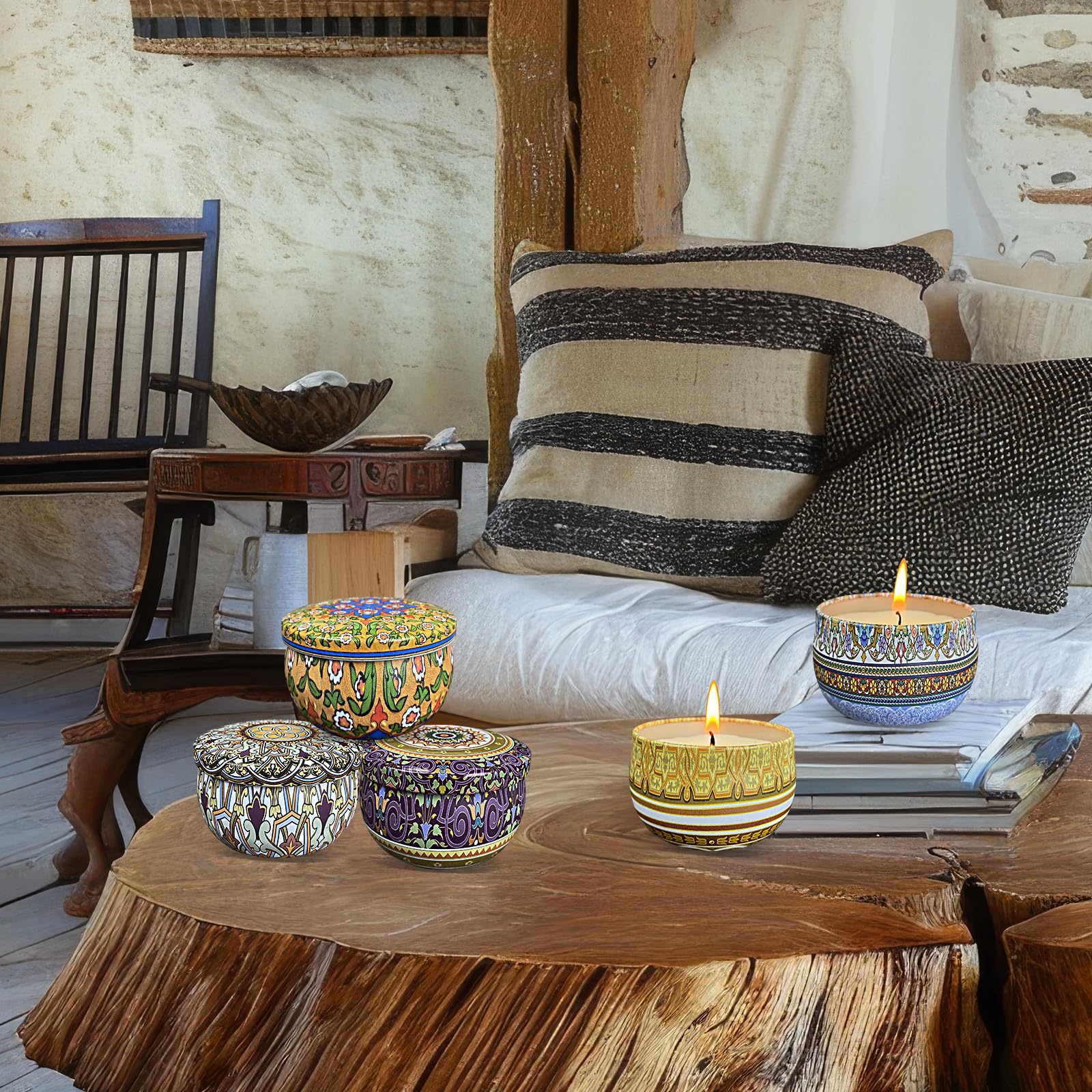 Tengyukenny Lavender candle in metal jar evokes serenity for evenings.