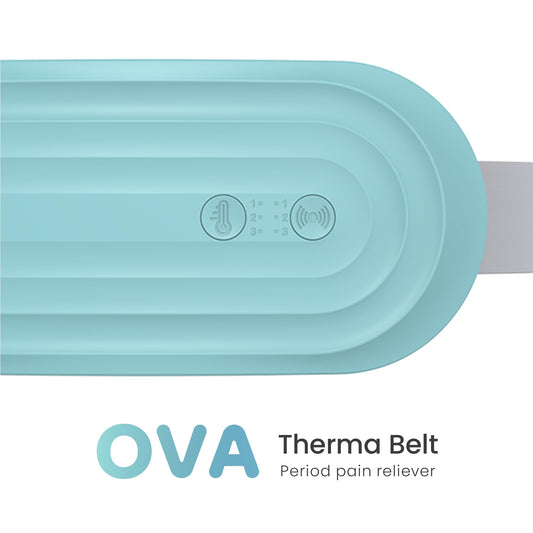 TensCare OVA Therma Belt heat mode activation provides targeted warmth for abdominal comfort.