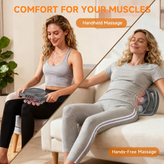 TenSine massage gun in use on back for muscle relaxation