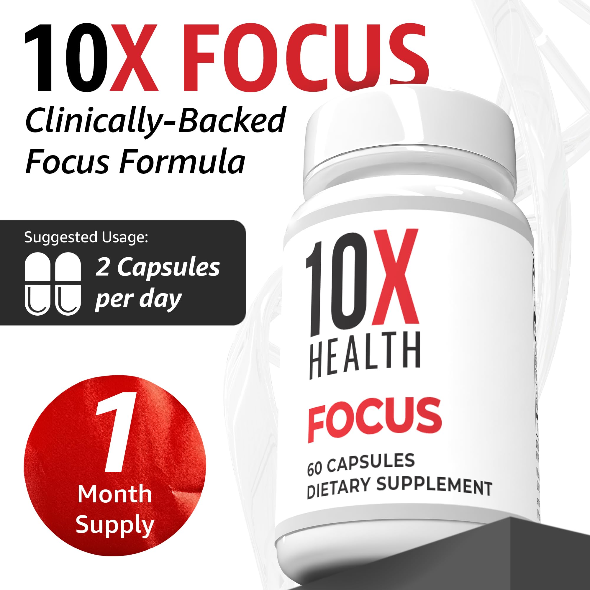 TenX Health Focus caffeine anhydrous capsules for daytime energy