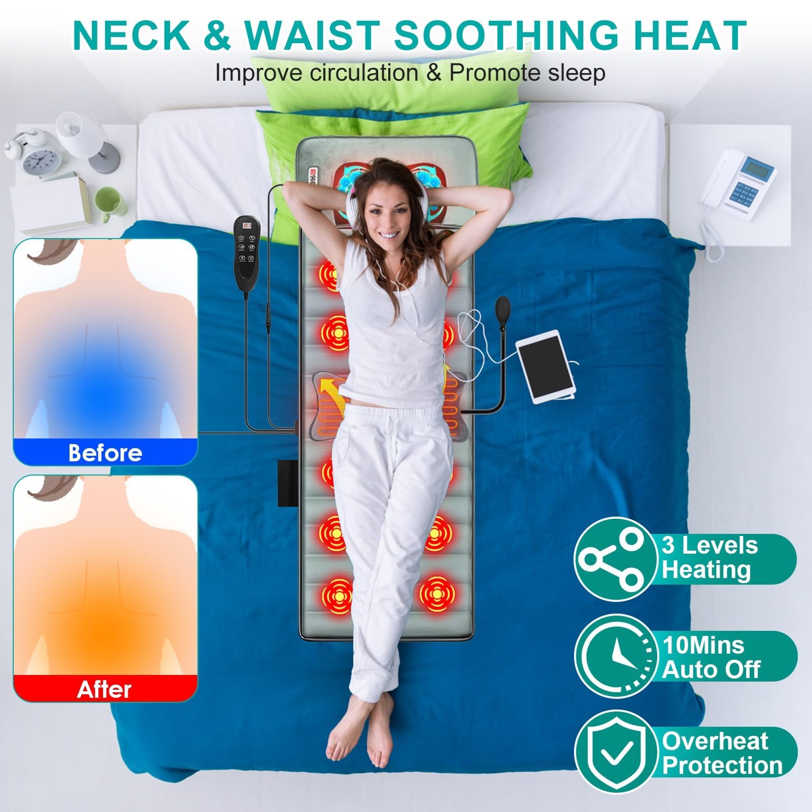 TeqHome massage pad featuring 9 modes for personalized sessions
