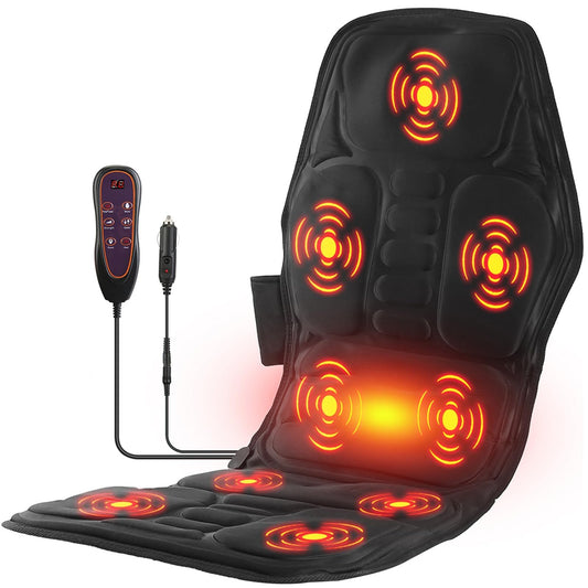 TeqHome back massager seat cushion with heat delivering targeted relief during work