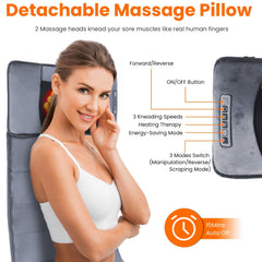 TeqHome detachable neck pillow with kneading heads for neck comfort.