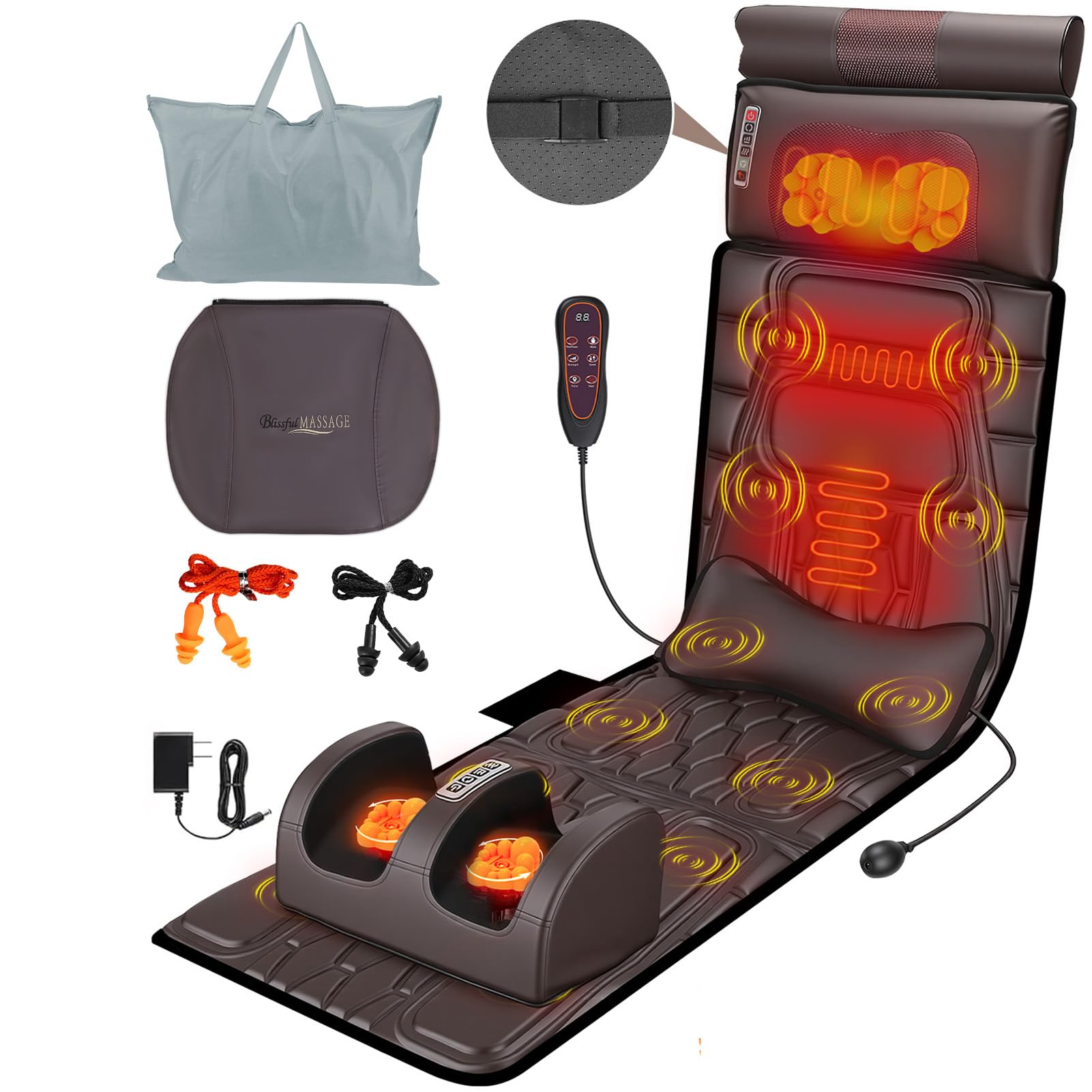 TeqHome full-body massage pad with neck pillow for targeted relief across the body.