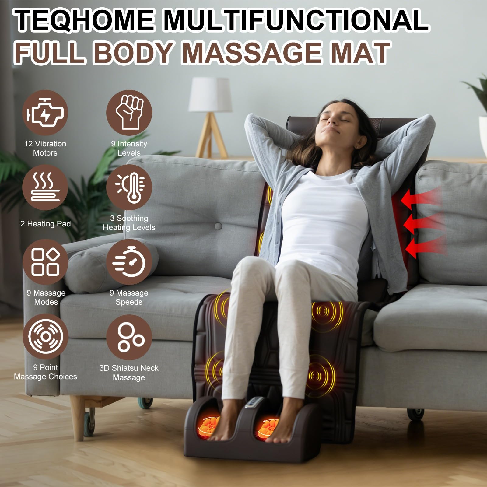 TeqHome neck pillow with 20 nodes provides adaptable neck relief.