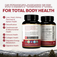 Teraputics pasture raised organs ingredients label shows diverse nutrient profile