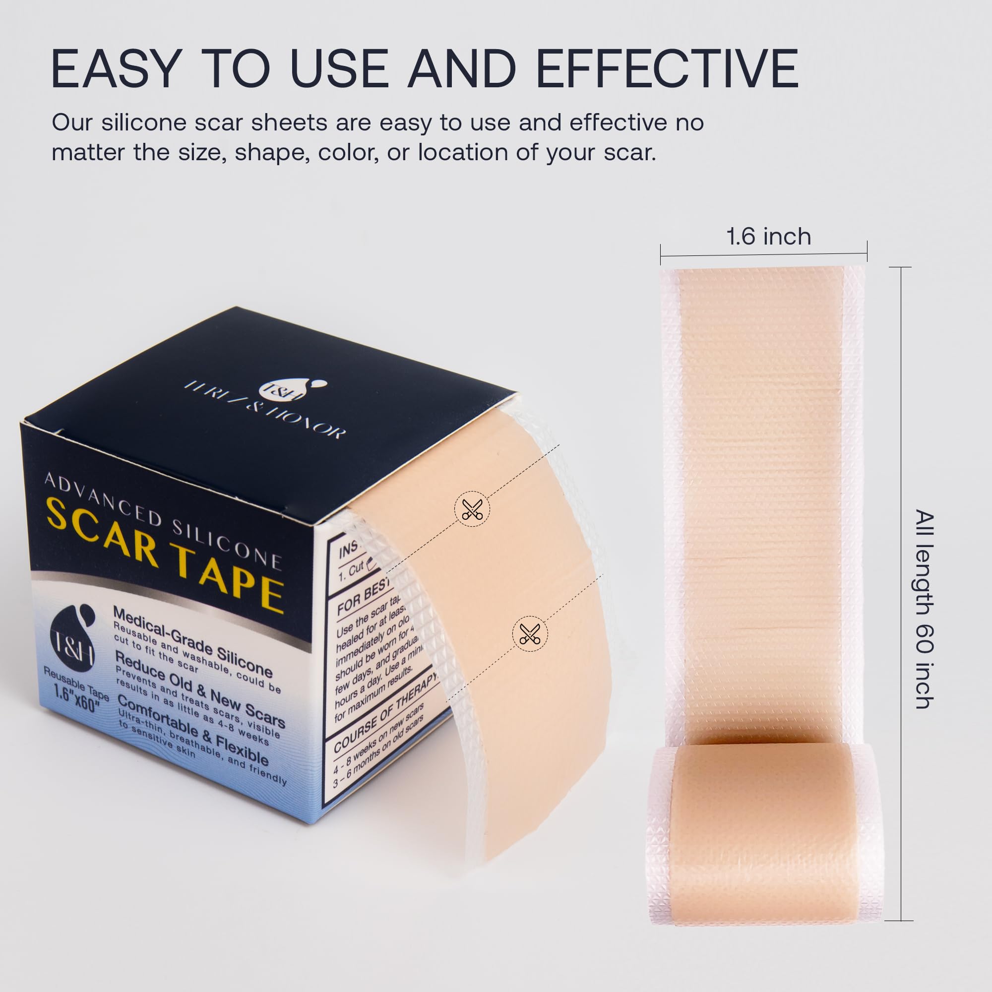 TEREZ & HONOR scar sheets support stretch marks and post-surgery recovery.