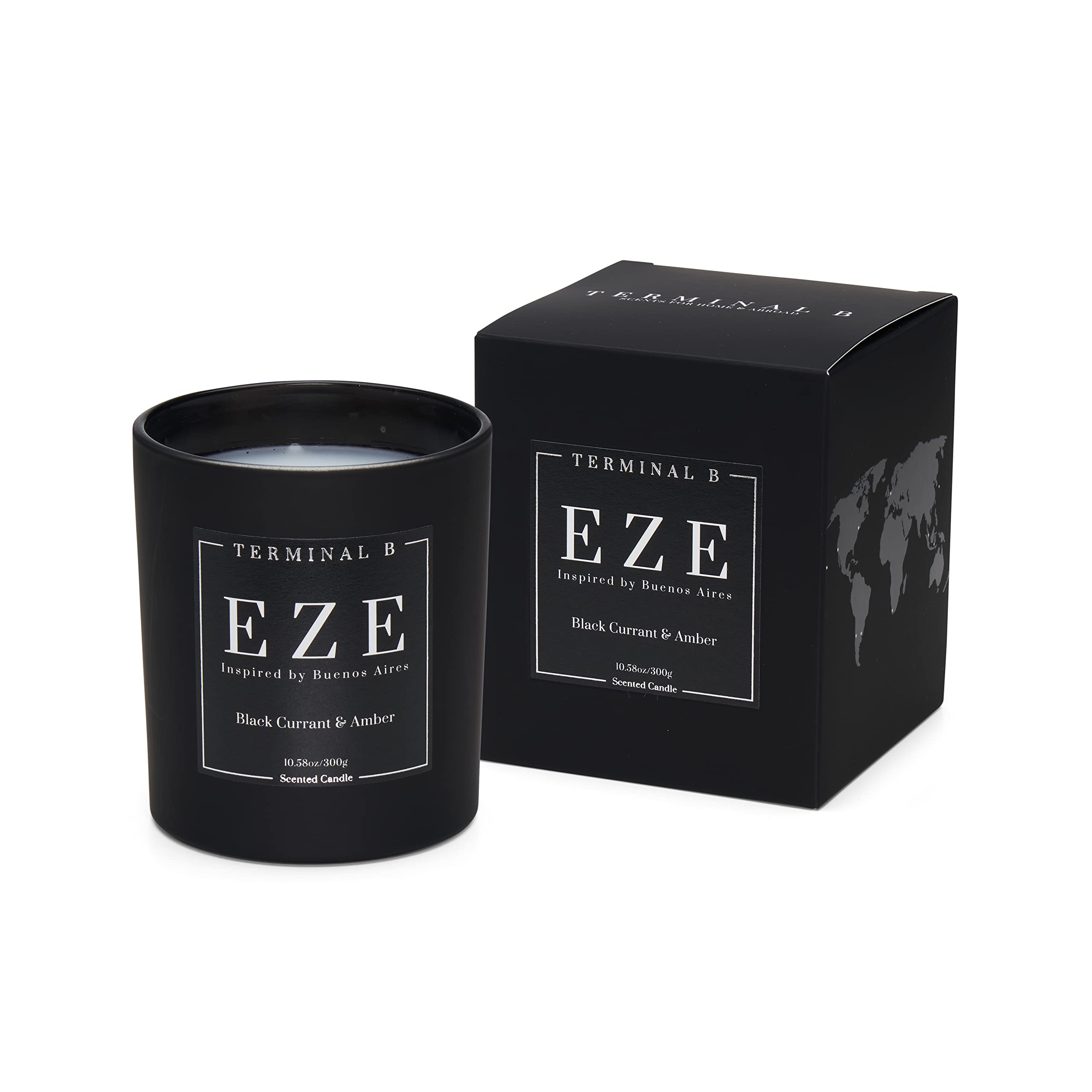 Terminal B EZE fragrance label closeup highlights black currant amber notes