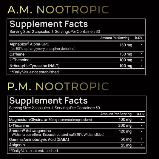 Terra Elmnt AMPM total focus pills on white background highlight cognitive support