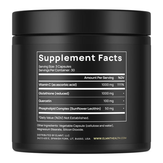 Terra Elmnt glutathione capsules in a high-potency daily formula.