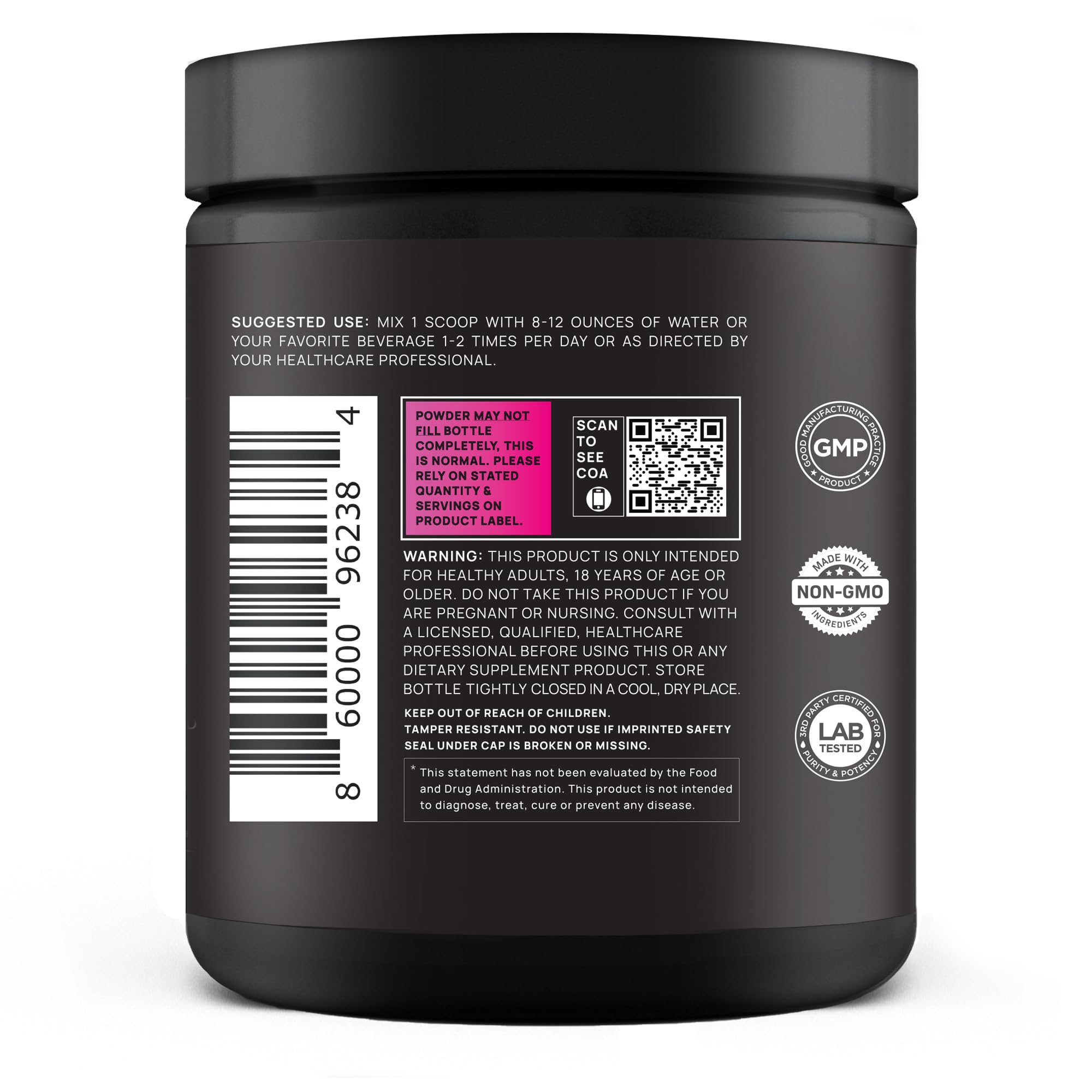 TERRA ELMNT jar beside fresh raspberries and lemon showing scale