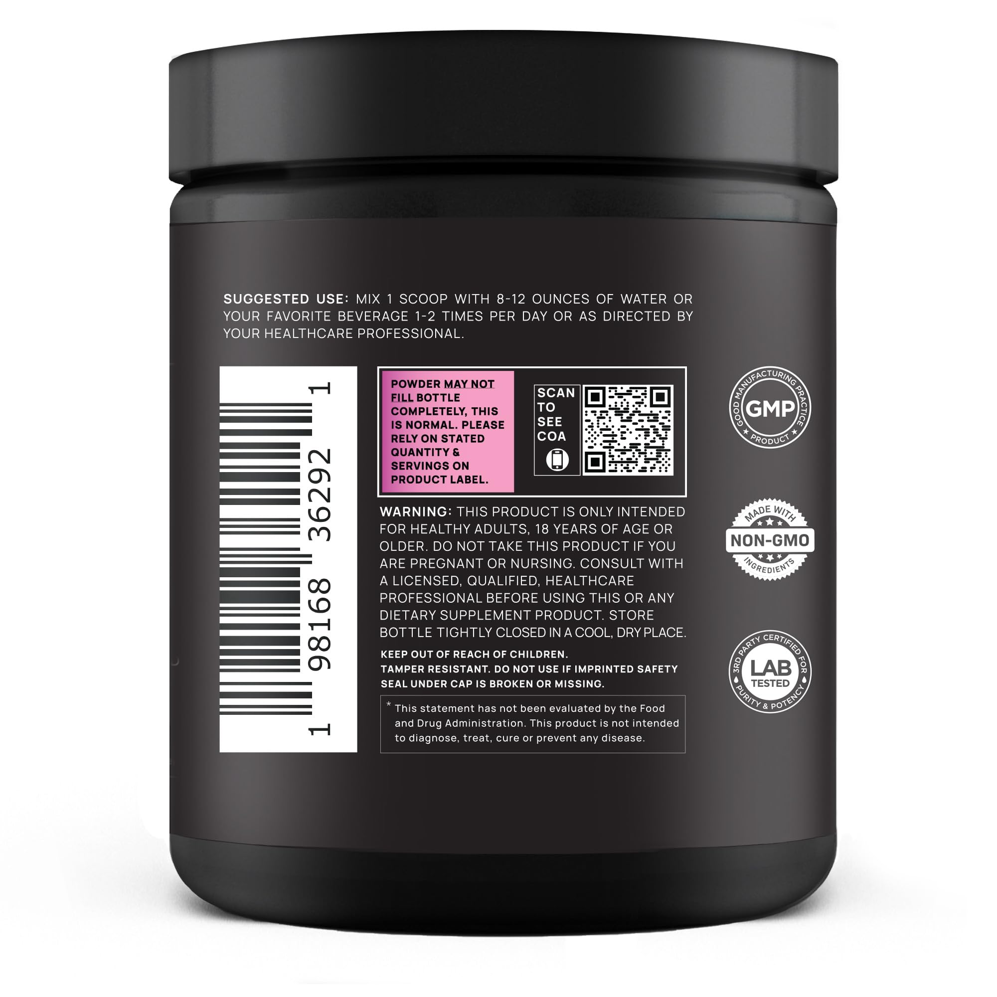 Terra Elmnt USA GMP facility label emphasizes quality and purity