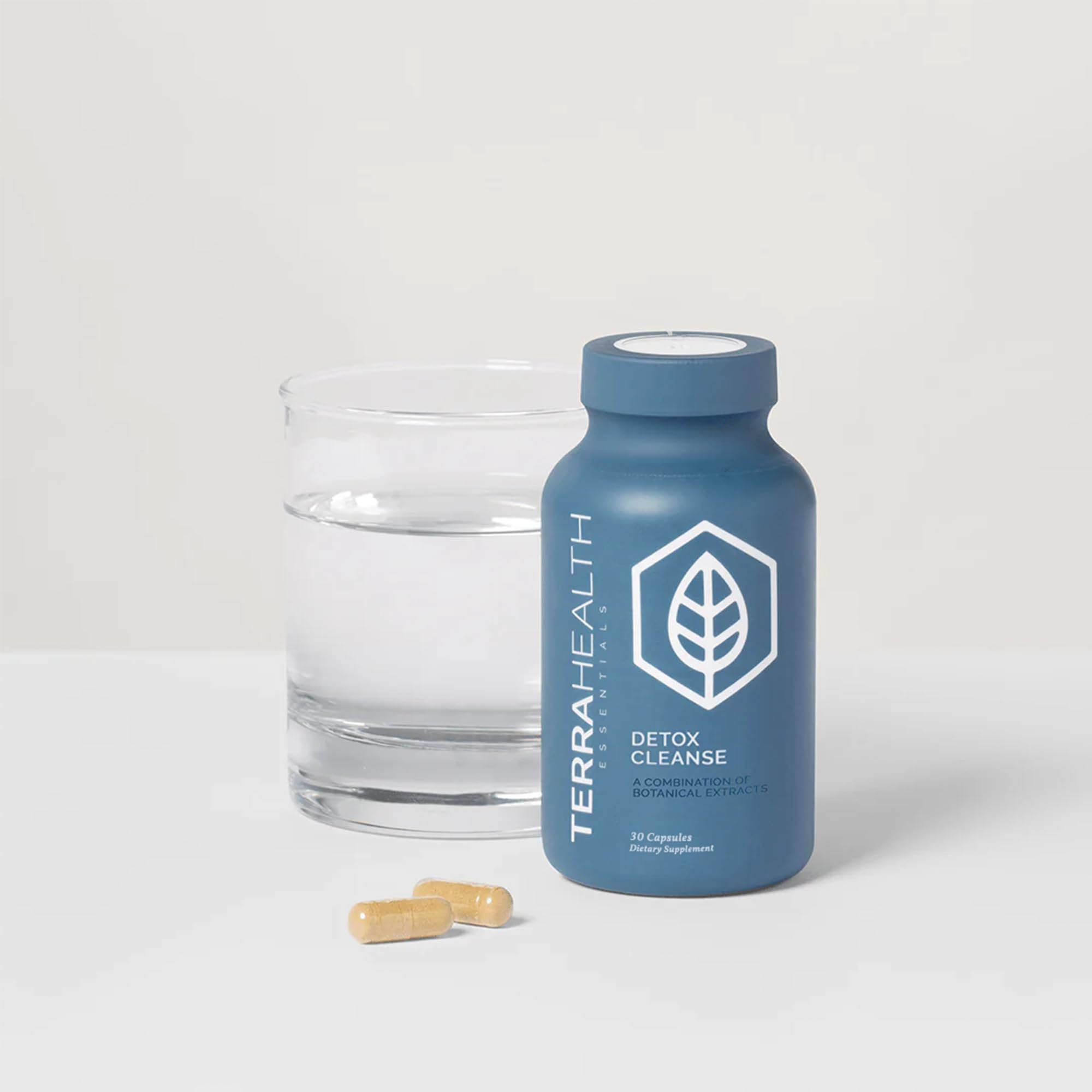 Terra Health Essentials Detox Cleanse capsules close-up for easy daily use.