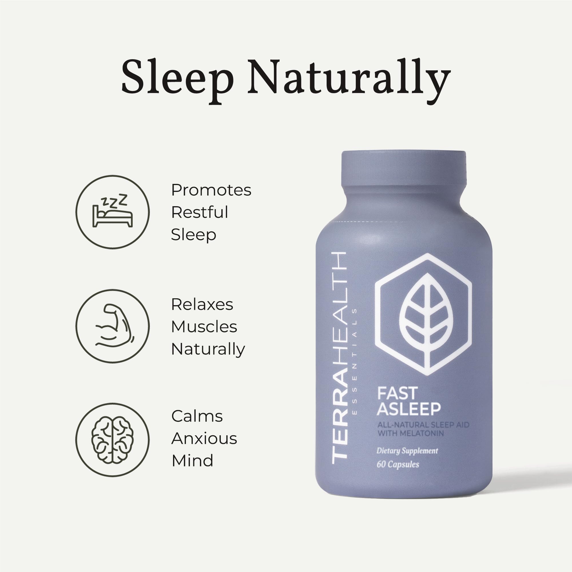 Glass of water with Terra Health Essentials Fast Asleep capsules for easier fall asleep