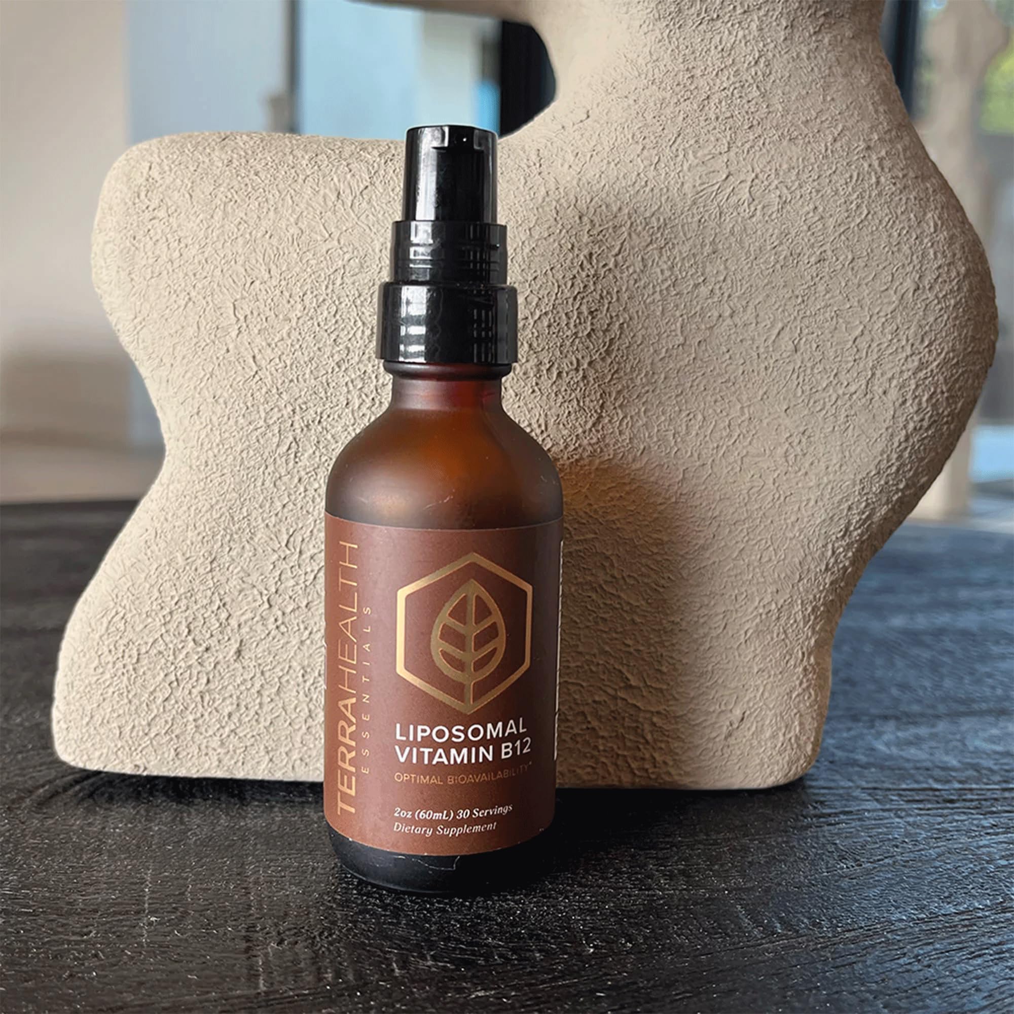 Box and bottle of Terra Health Essentials Liposomal B12 packaging