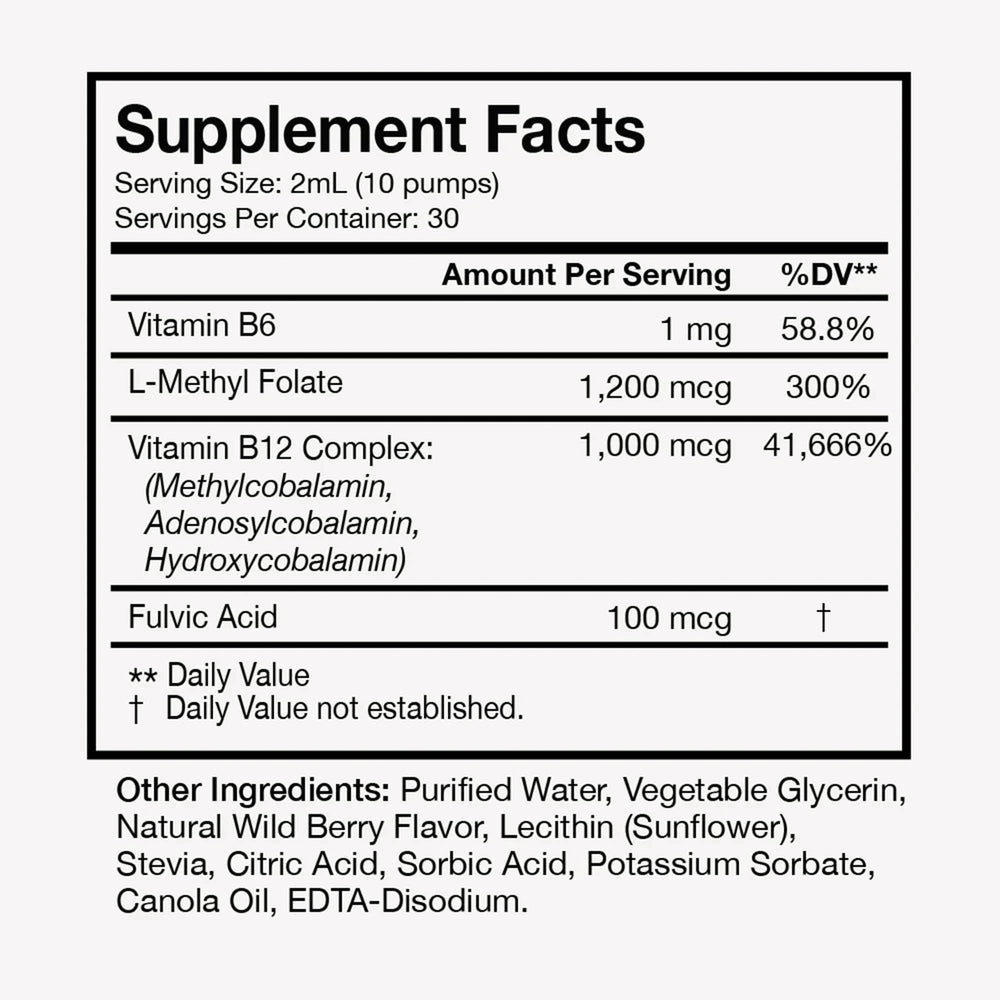 Label of Terra Health Essentials Liposomal B12 highlighting absorption and potency