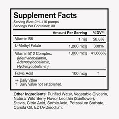 Label of Terra Health Essentials Liposomal B12 highlighting absorption and potency