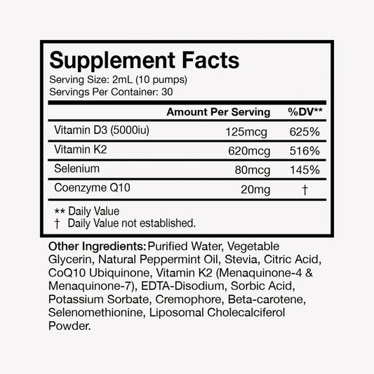 Terra Health Essentials liposomal D3+K2 bottle pour for easy dosing.