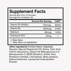 Terra Health Essentials liposomal D3+K2 bottle pour for easy dosing.