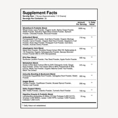 Terra Health Essentials Super Greens glass with mix demonstrates convenient daily energy support.