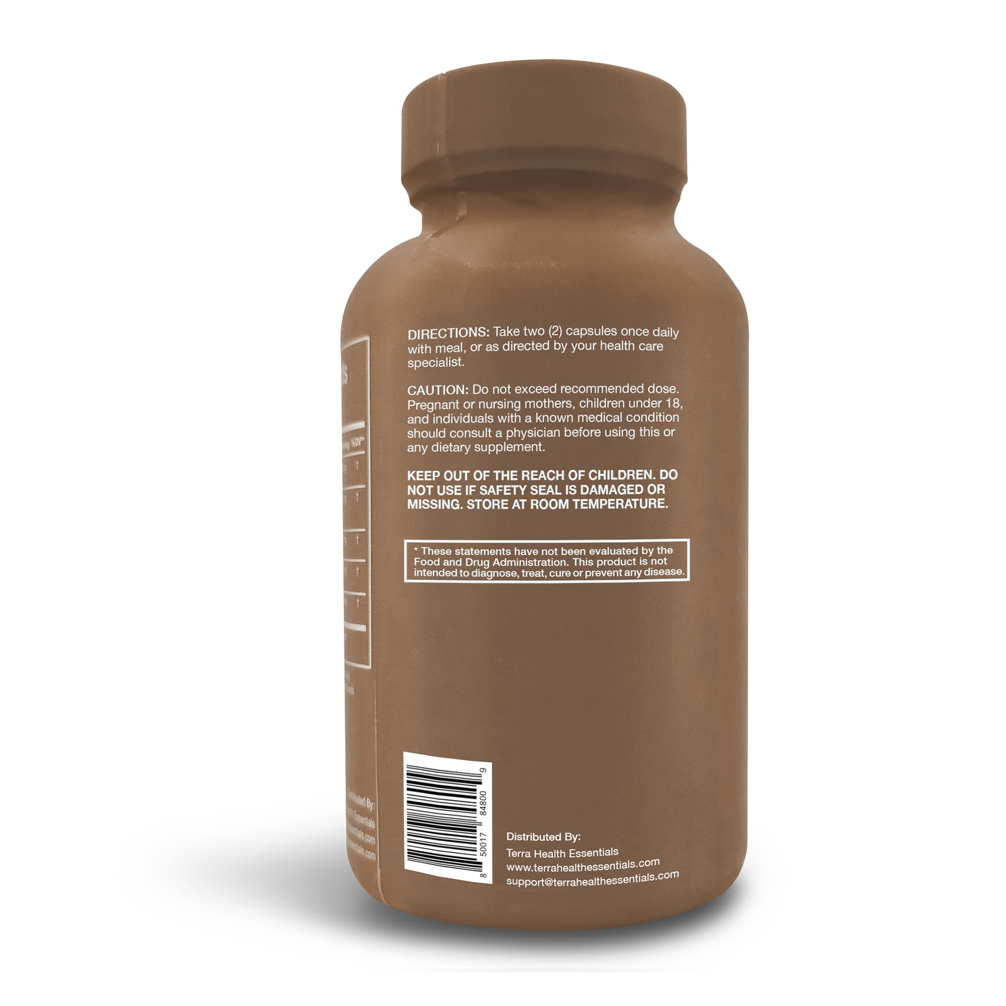 Terra Health NOOFOCUS capsules close-up reveal smooth texture.