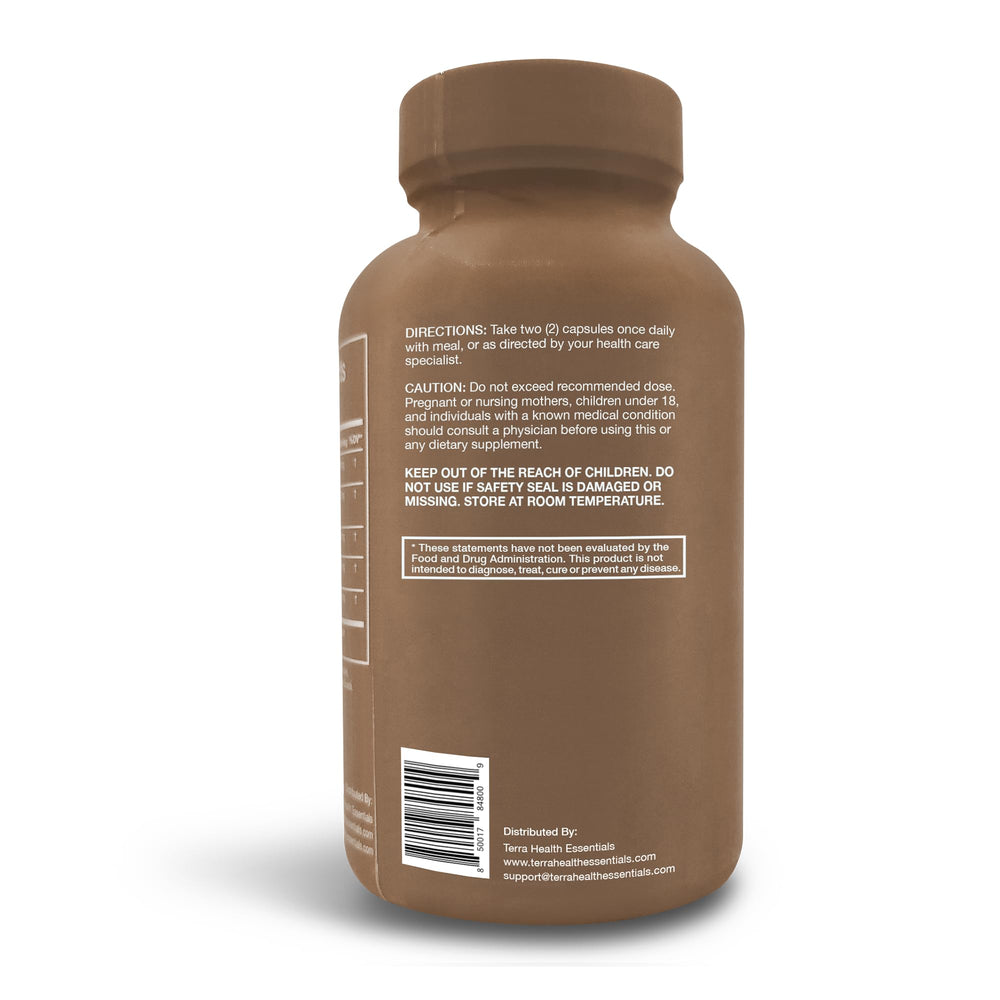 Terra Health NOOFOCUS capsules close-up reveal smooth texture.