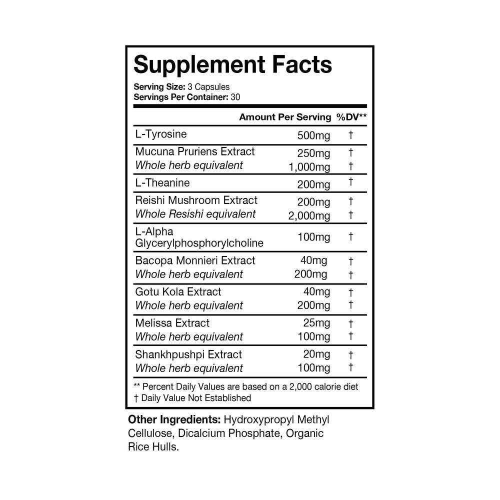 Terra Health NOOFOCUS label details highlight Alpha-GPC and adaptogenic mushrooms.