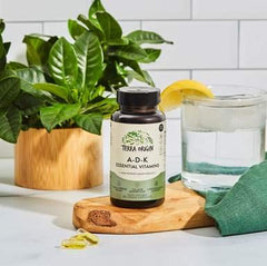Terra Origin ADK label highlights gluten-free, vegan, and non-GMO ingredients.