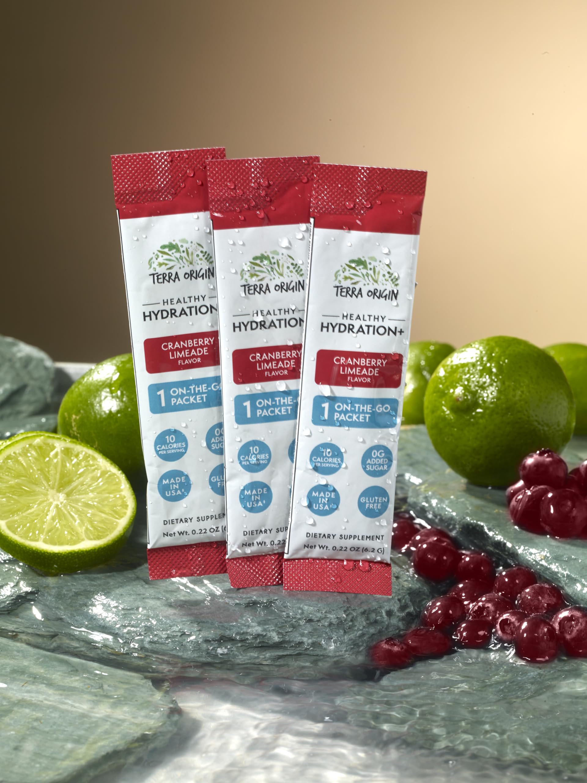 TERRA ORIGIN Glass with cranberry-limeade reveals refreshing color and flavor appeal.
