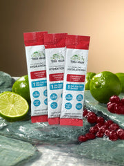 TERRA ORIGIN Glass with cranberry-limeade reveals refreshing color and flavor appeal.