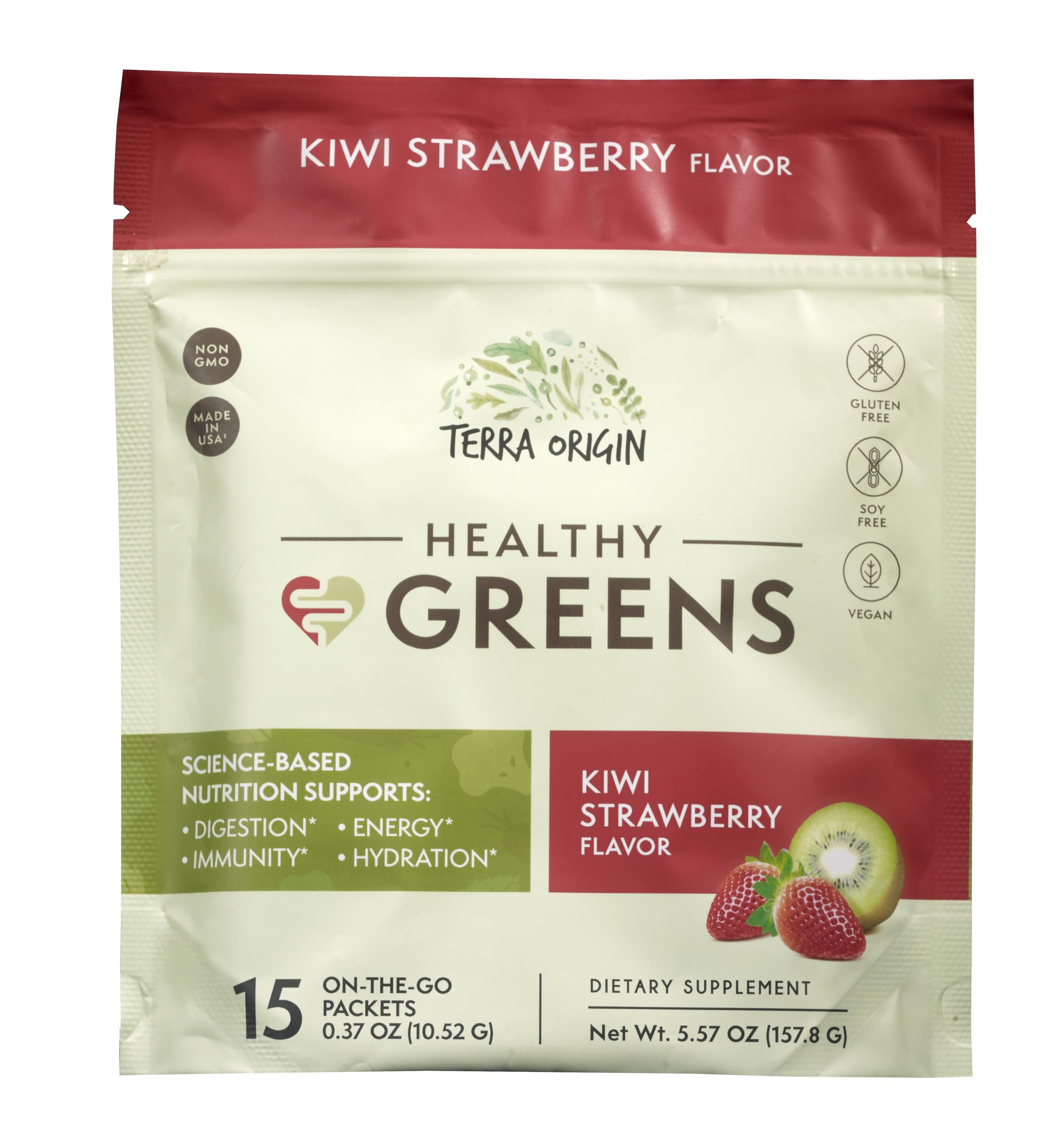 Terra Origin Greens Kiwi Strawberry travel-pack ideal for gym and work
