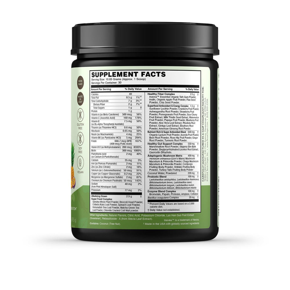 TERRA ORIGIN smoothie with tropical passion fruit color and inviting flavor