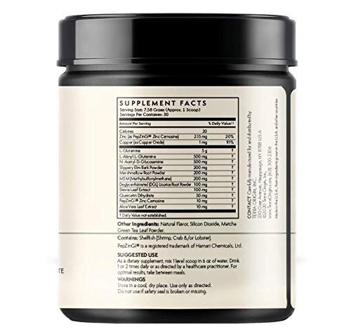 Terra Origin Healthy Gut Matcha powder with scoop for easy digestion-friendly use.