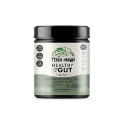 Terra Origin Healthy Gut mint powder tub front for daily digestive comfort