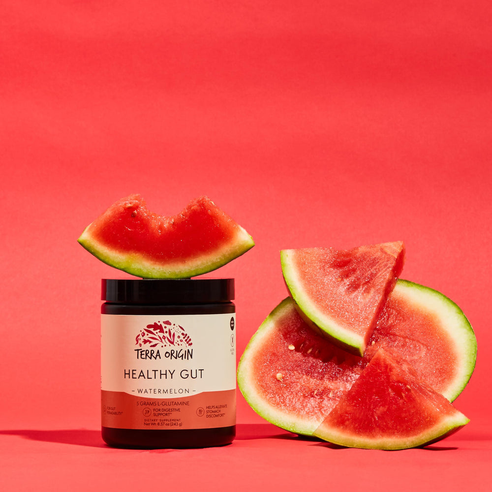 Terra Origin Healthy Gut Watermelon shaker during mixing after workout.
