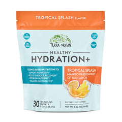 Terra Origin healthy hydration tropical splash packets ideal for travel hydration.