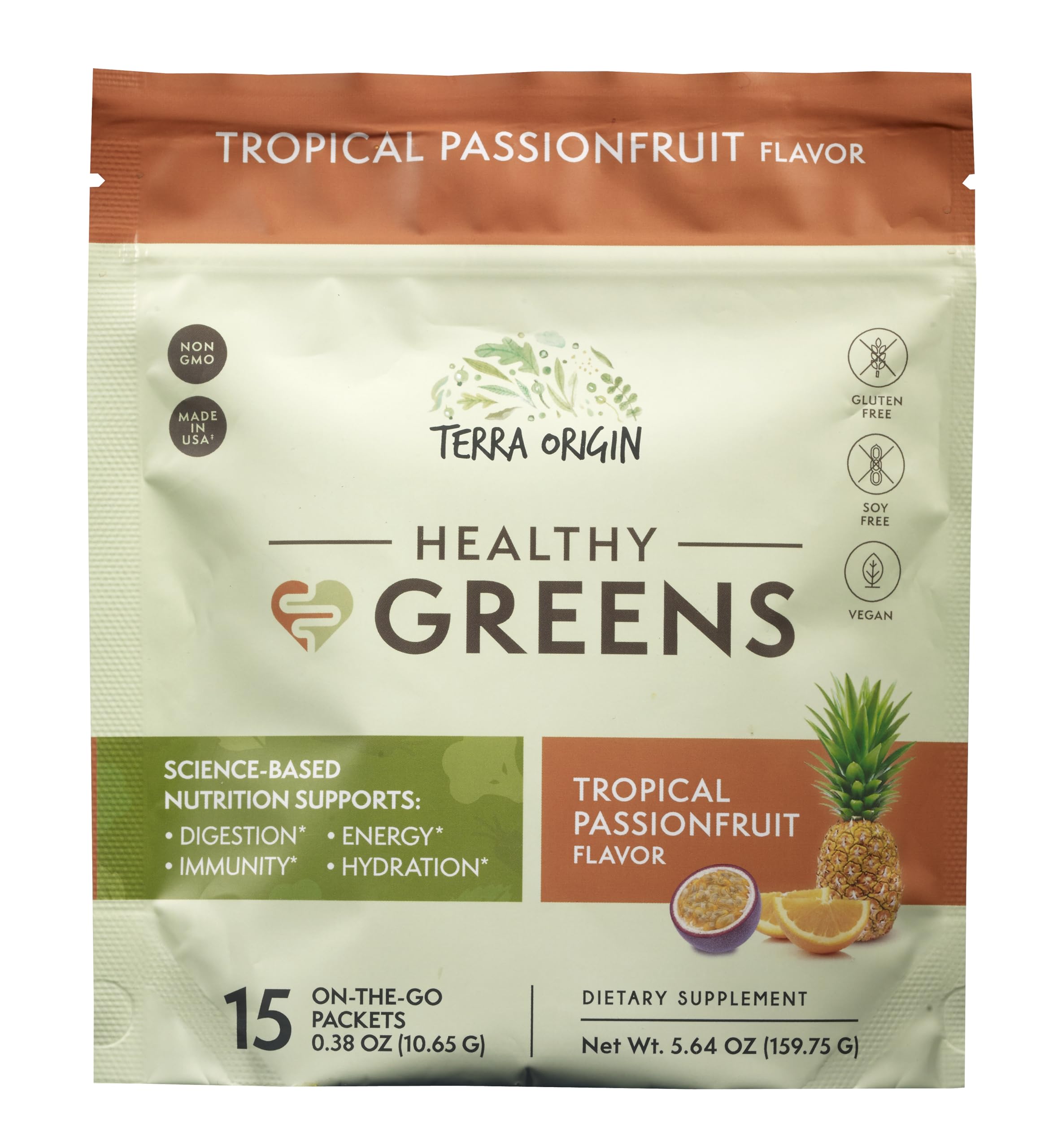 Terra Origin on-the-go energy hydration with tropical passionfruit flavor.
