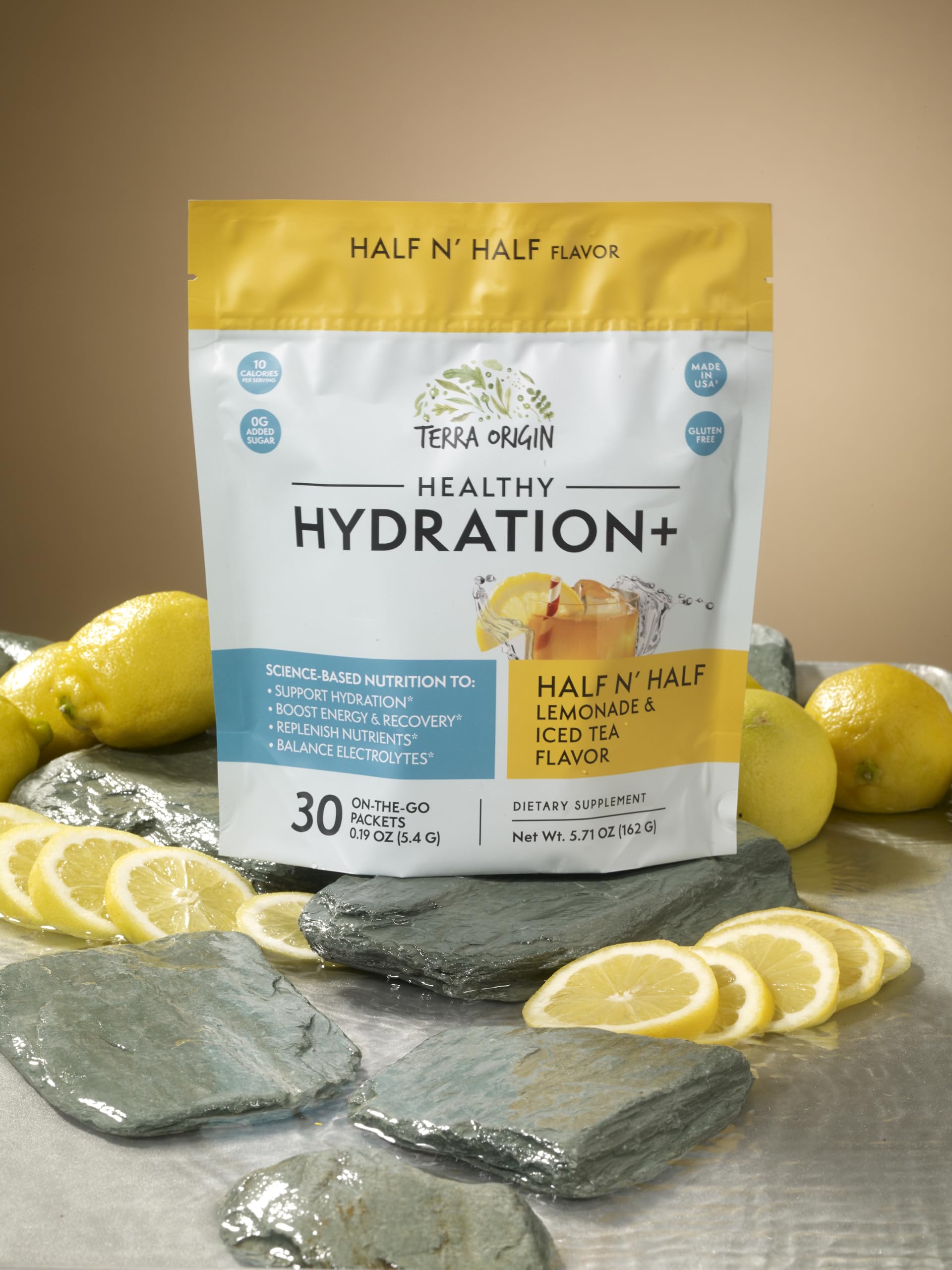 Terra Origin sugar-free electrolyte powder close-up for clean hydration